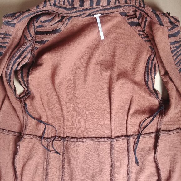 Free People animal print brown black tiger stripe mini dress button down Small - Picture 13 of 16